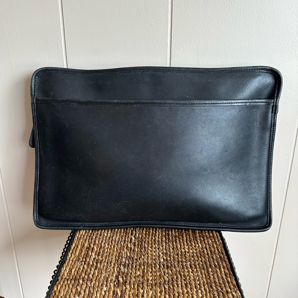 COACH Vintage Solid Black Leather Portfolio Bag/ Clutch/ Legal Size